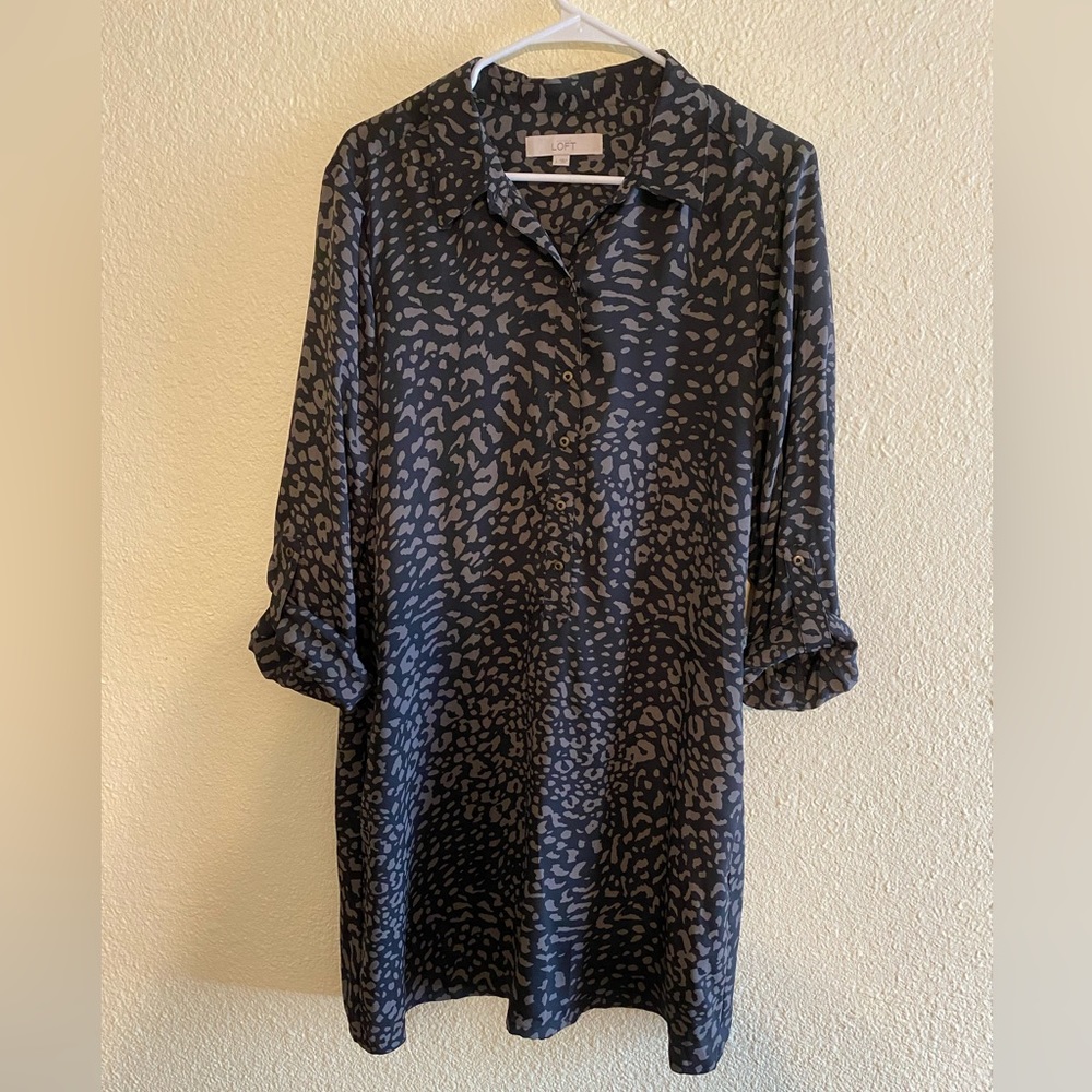 LOFT Leopard Print Button Dress